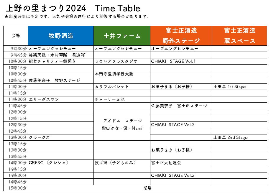 上野の里まつり2024タイムテーブル決まりました | 上野ガイド